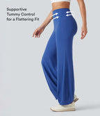 High Waisted Tummy Control Dance Balloon Trousers with Pockets — Beaucoup Blue — view 3