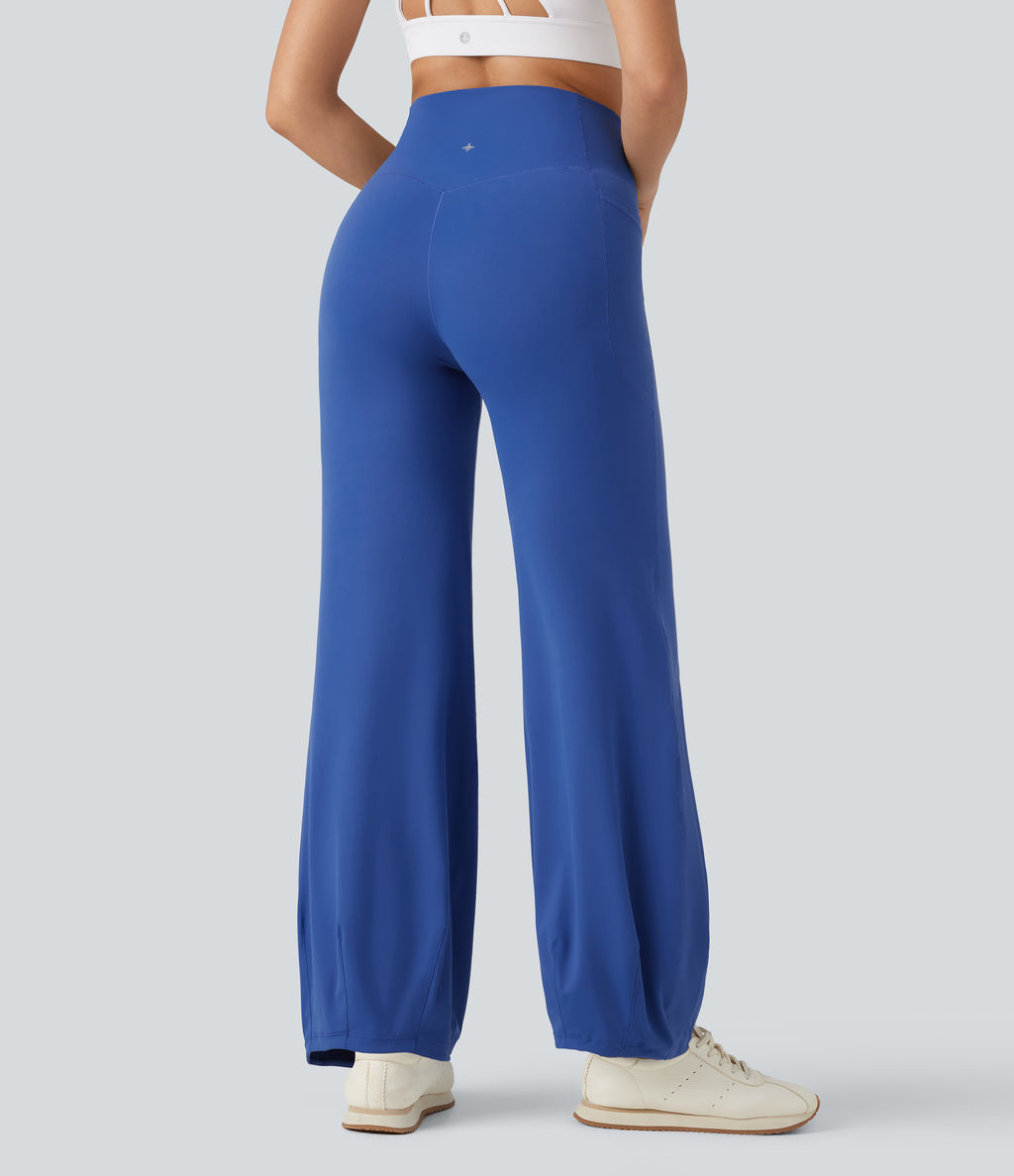 High Waisted Tummy Control Dance Balloon Trousers with Pockets — Beaucoup Blue — view 2
