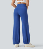 High Waisted Tummy Control Dance Balloon Trousers with Pockets — Beaucoup Blue — view 2