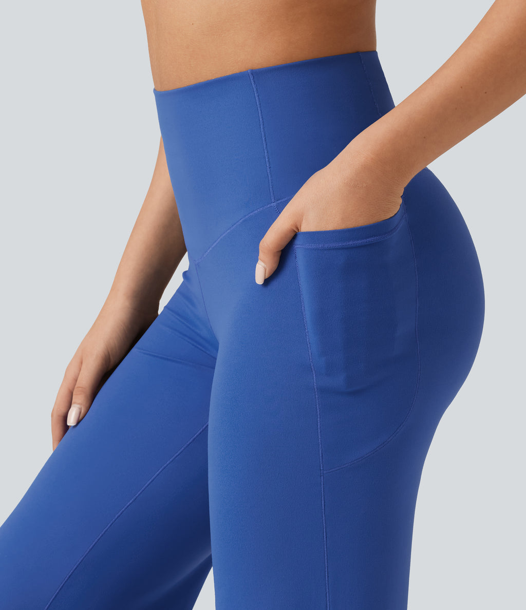 High Waisted Tummy Control Dance Balloon Trousers with Pockets — Beaucoup Blue — view 5