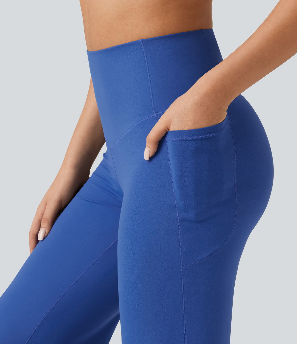 High Waisted Tummy Control Dance Balloon Trousers with Pockets — Beaucoup Blue — view 5