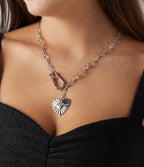 Heart Chain Necklace — Silver — additional view