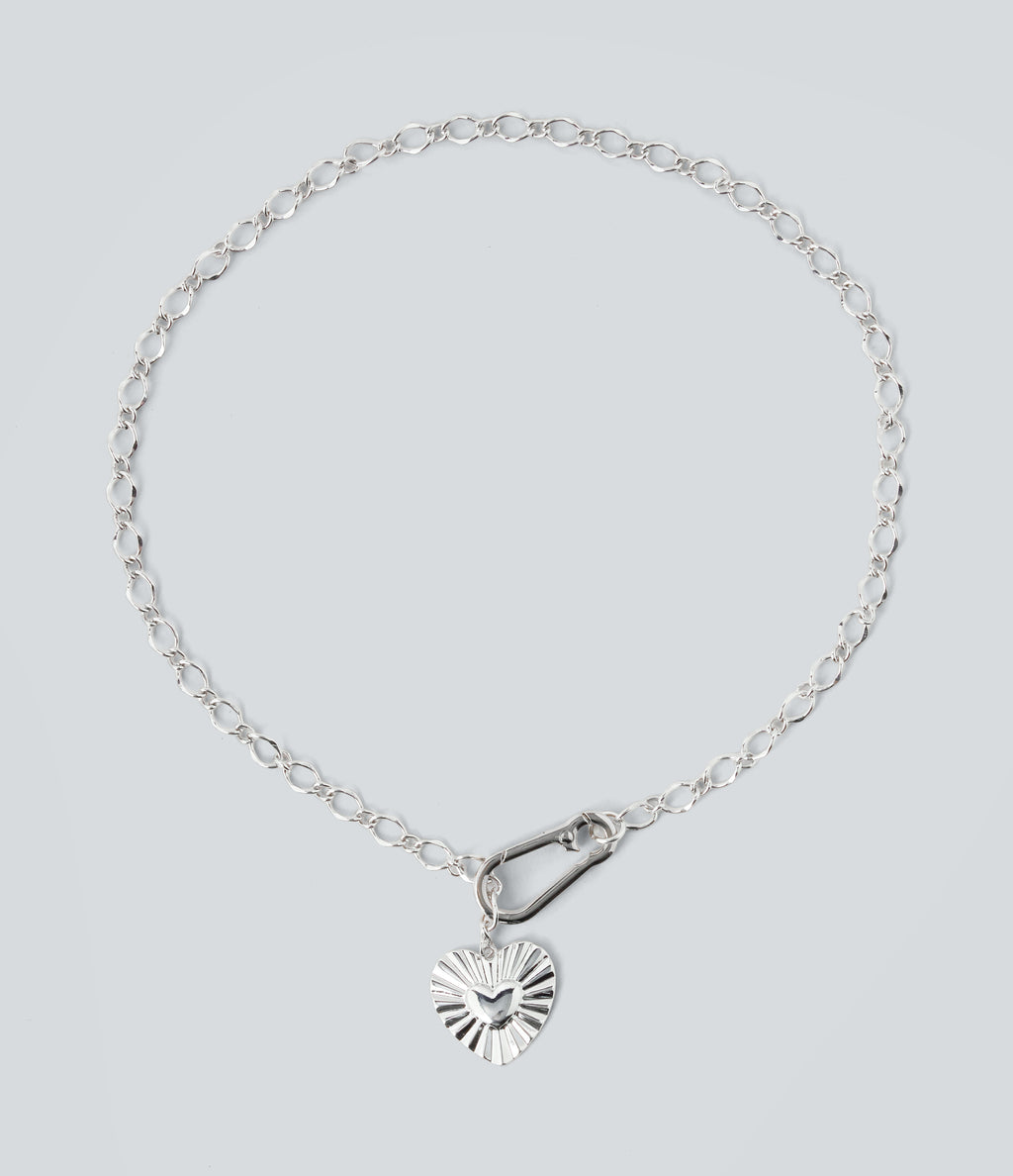 Heart Chain Necklace — Silver — view 4