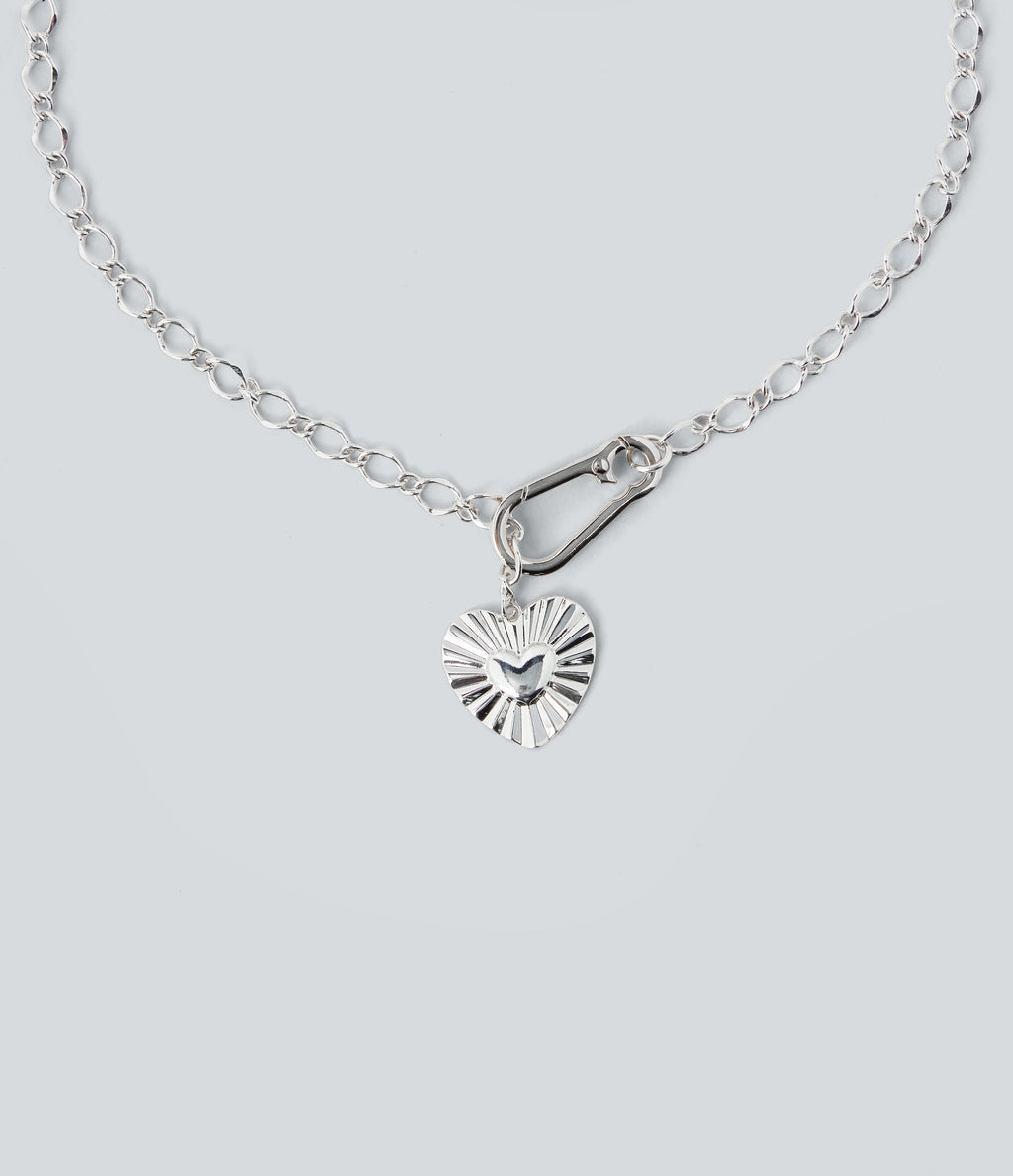 Heart Chain Necklace — Silver — additional view
