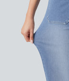 High Waisted Straight Leg Casual Jeans with Pockets — Blue Jasper Denim — view 6