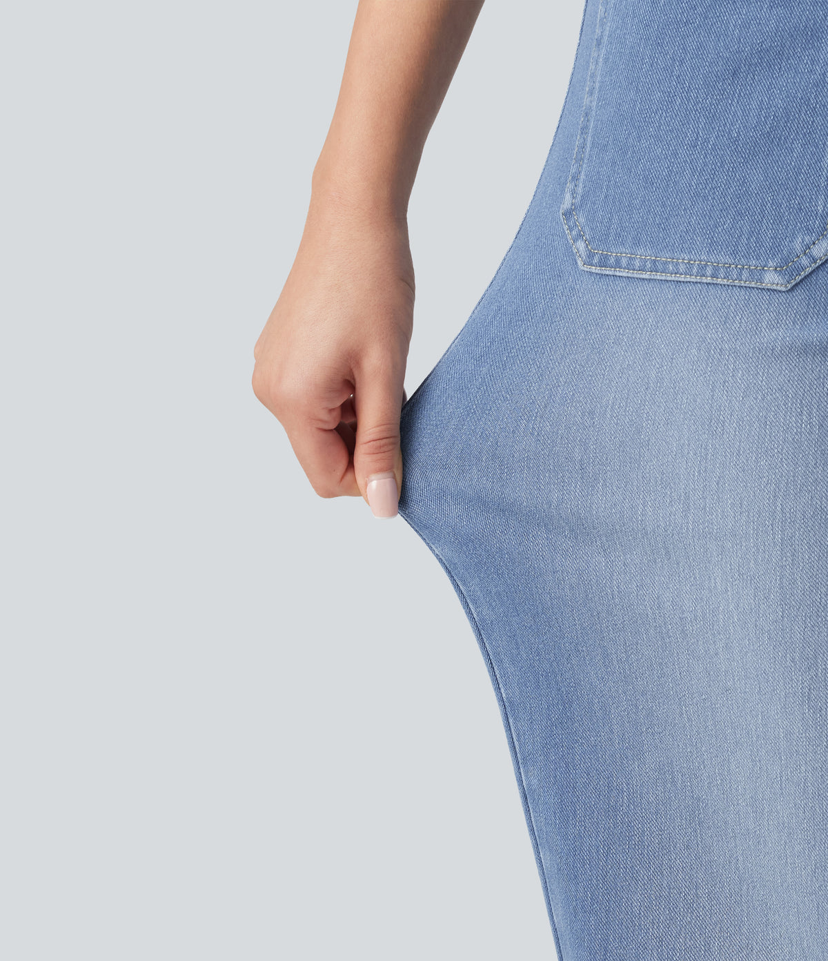 High Waisted Straight Leg Casual Jeans with Pockets — Blue Jasper Denim — view 6