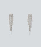 Rhinestone Fringe Earrings — Silver — additional view