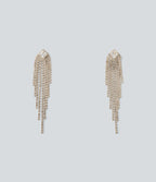Rhinestone Fringe Earrings — Gold — view 2