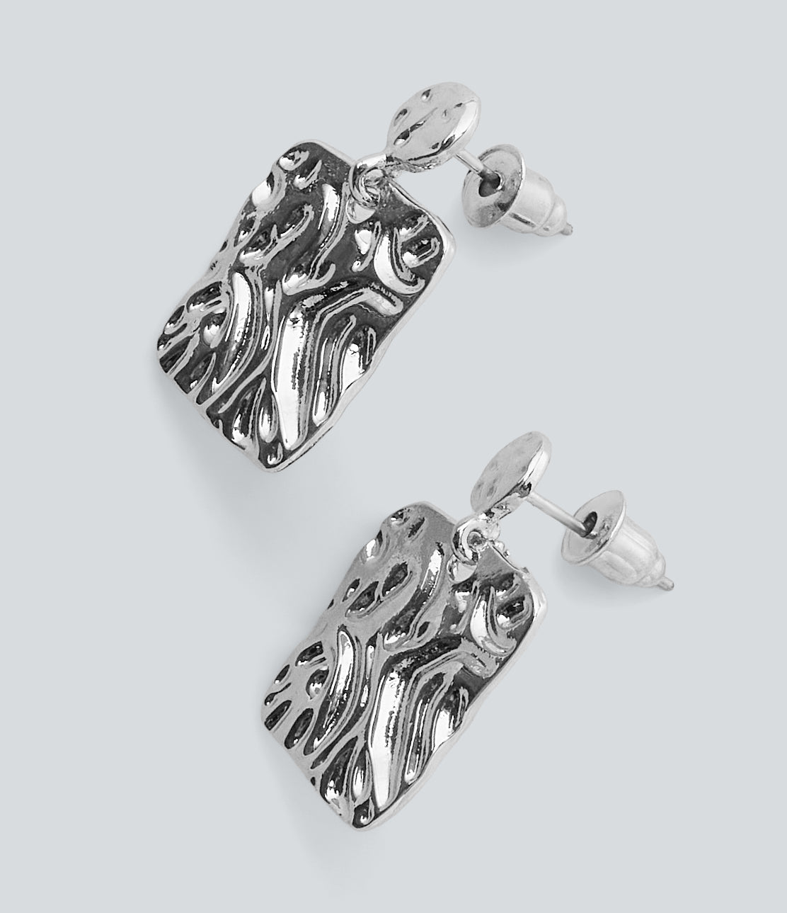 Square Earrings — Silver — view 4