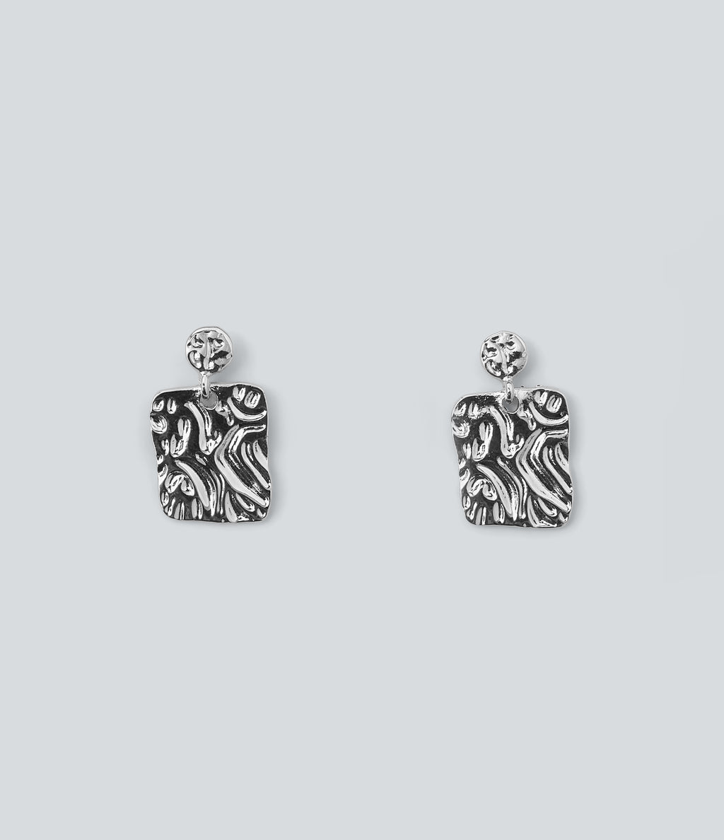 Square Earrings — Silver — additional view