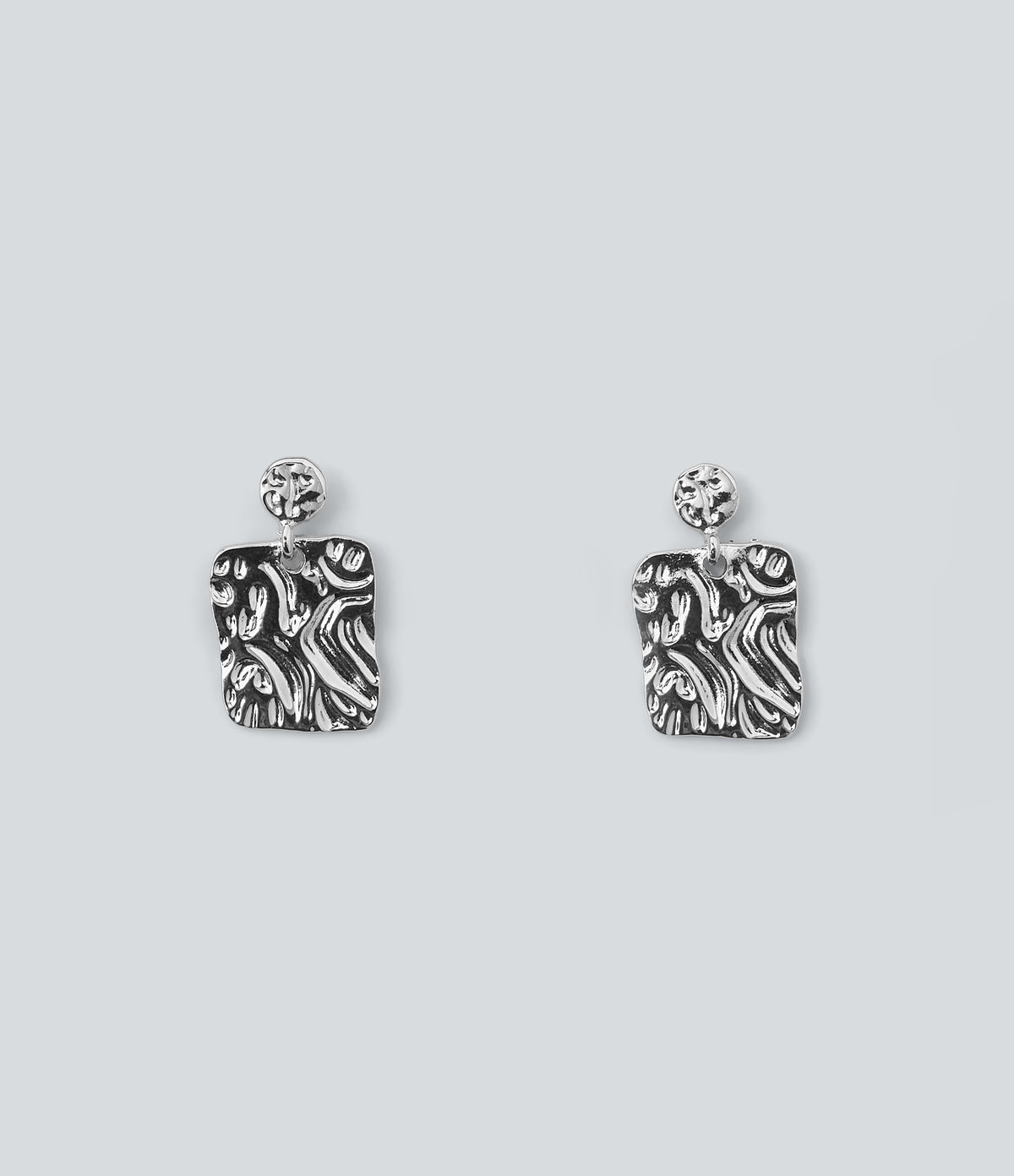 Square Earrings — Silver — additional view