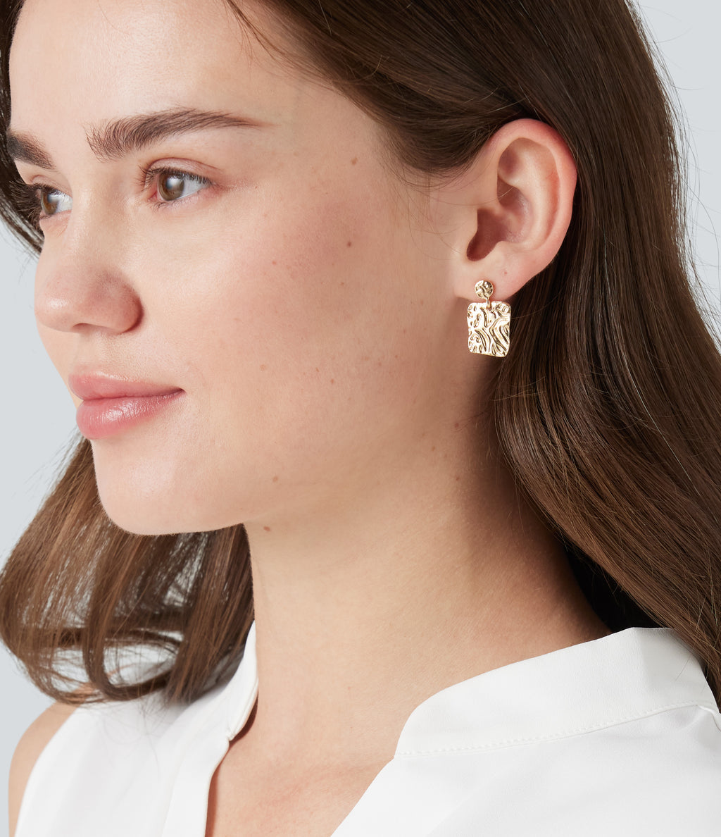 Square Earrings — Gold — view 3