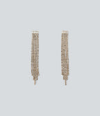 Rhinestone Fringe Earrings — Gold — view 2