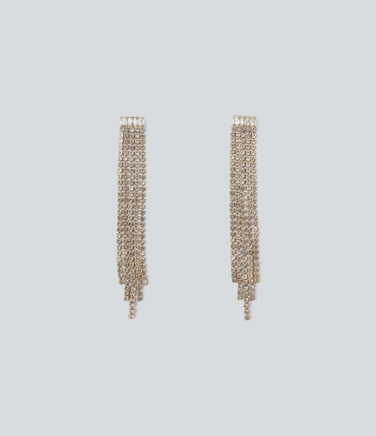 Rhinestone Fringe Earrings — Gold — view 2