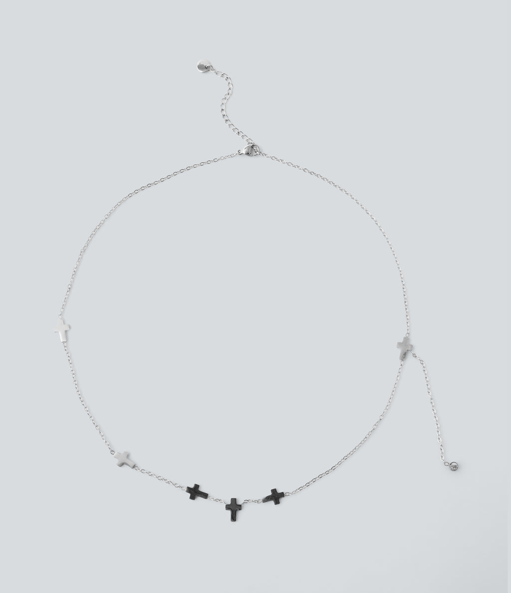 Cross Necklace — Silver — view 4