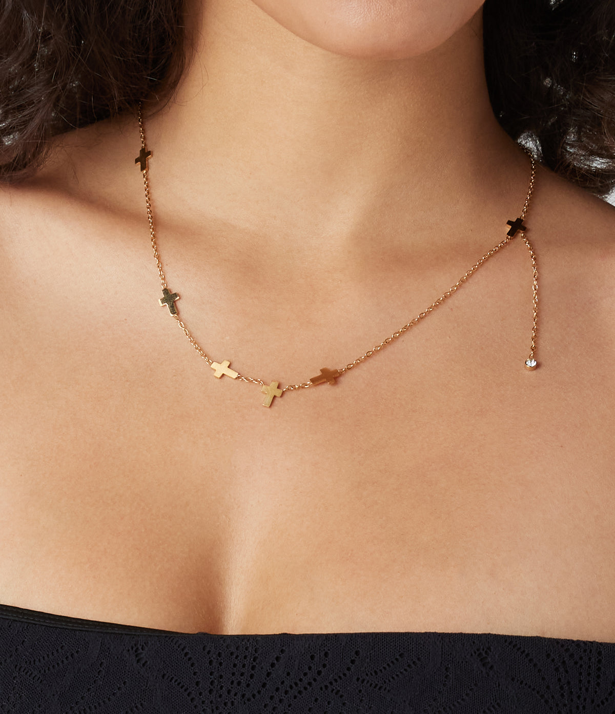 Cross Necklace — Gold — view 3