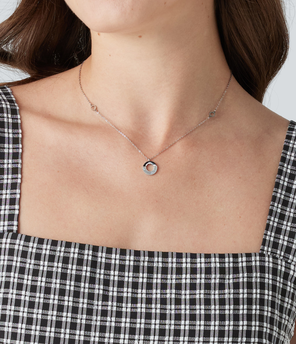 Ring Pendant Necklace — Silver — additional view