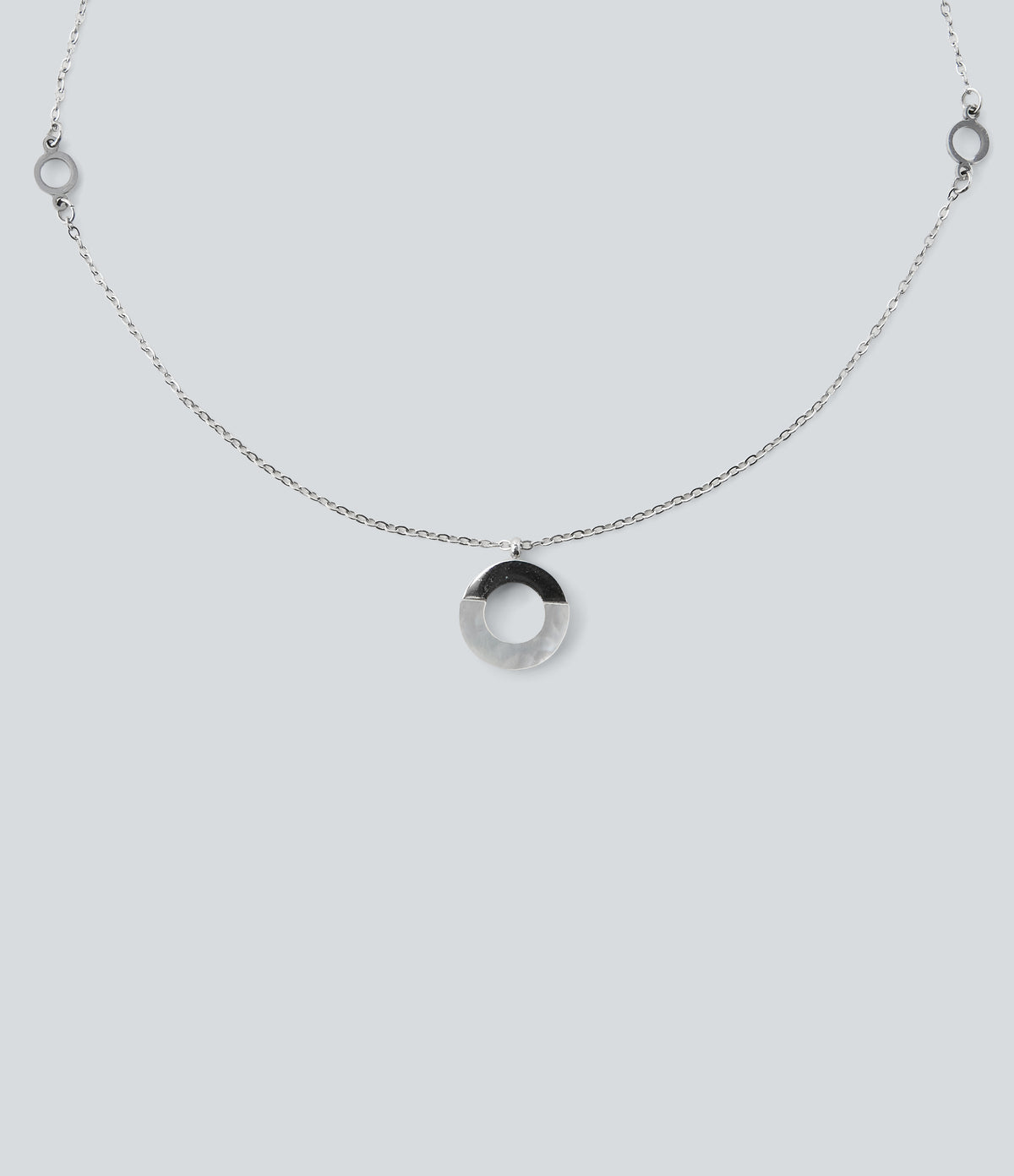 Ring Pendant Necklace — Silver — additional view