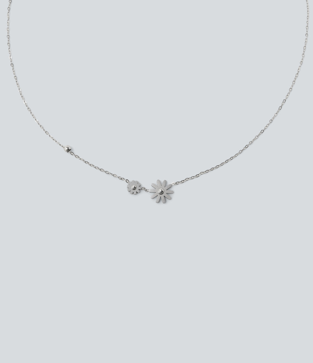 Floral Pendant Necklace — Silver — additional view
