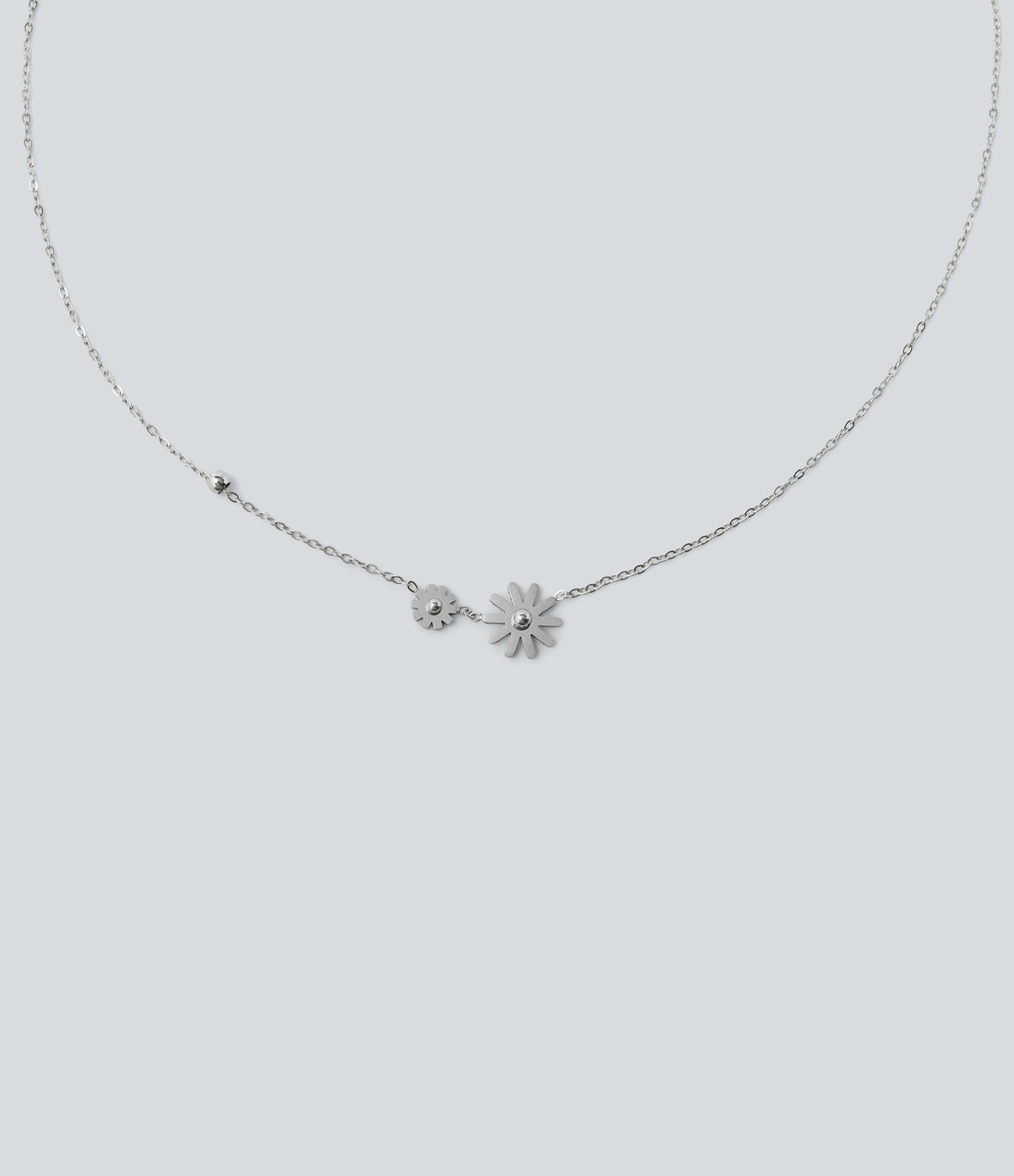 Floral Pendant Necklace — Silver — additional view
