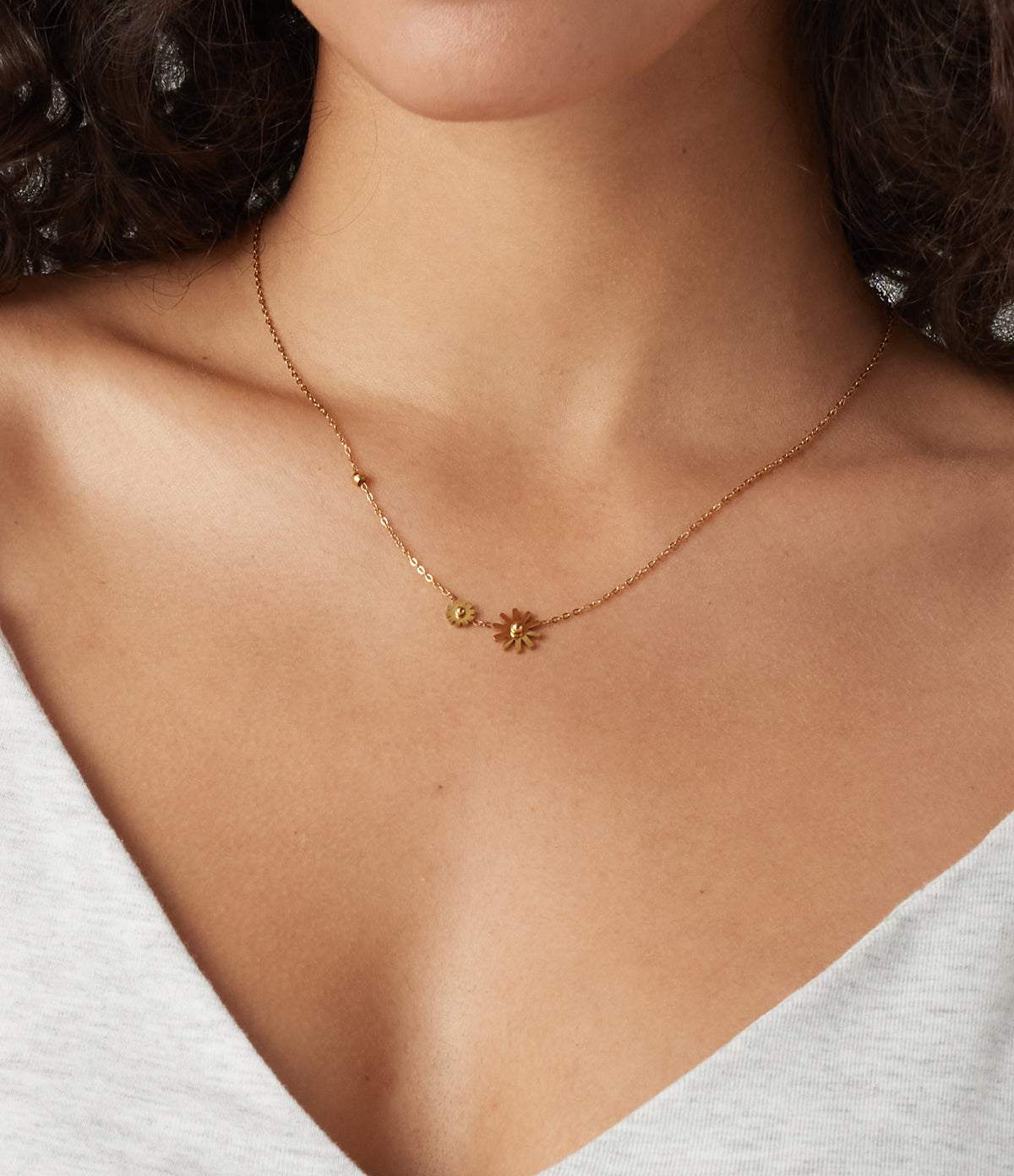Floral Pendant Necklace — Gold — view 3