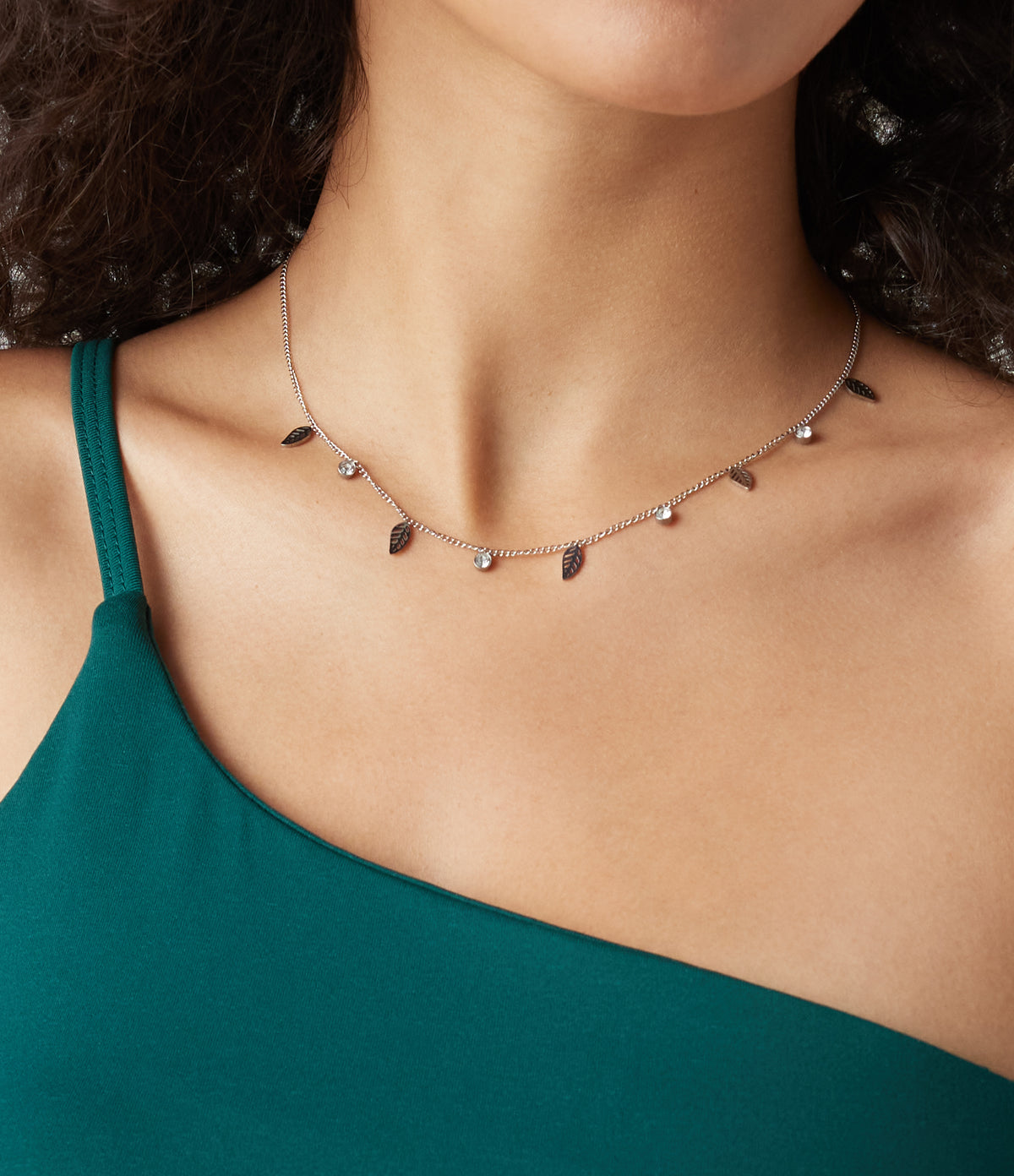 Leaves Pendant Necklace — Silver — additional view