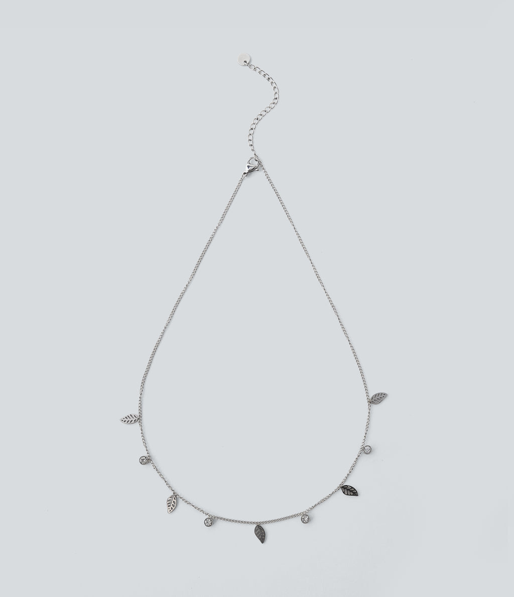 Leaves Pendant Necklace — Silver — view 4