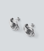 Tiered Hoop Earrings — Silver — view 4