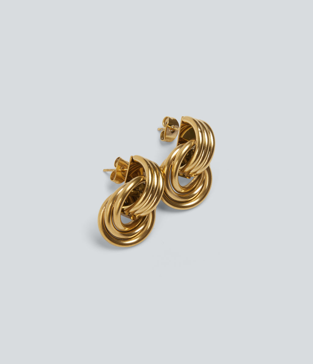 Tiered Hoop Earrings — Gold — view 1