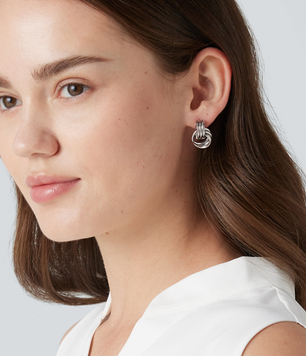 Tiered Hoop Earrings — Silver — additional view