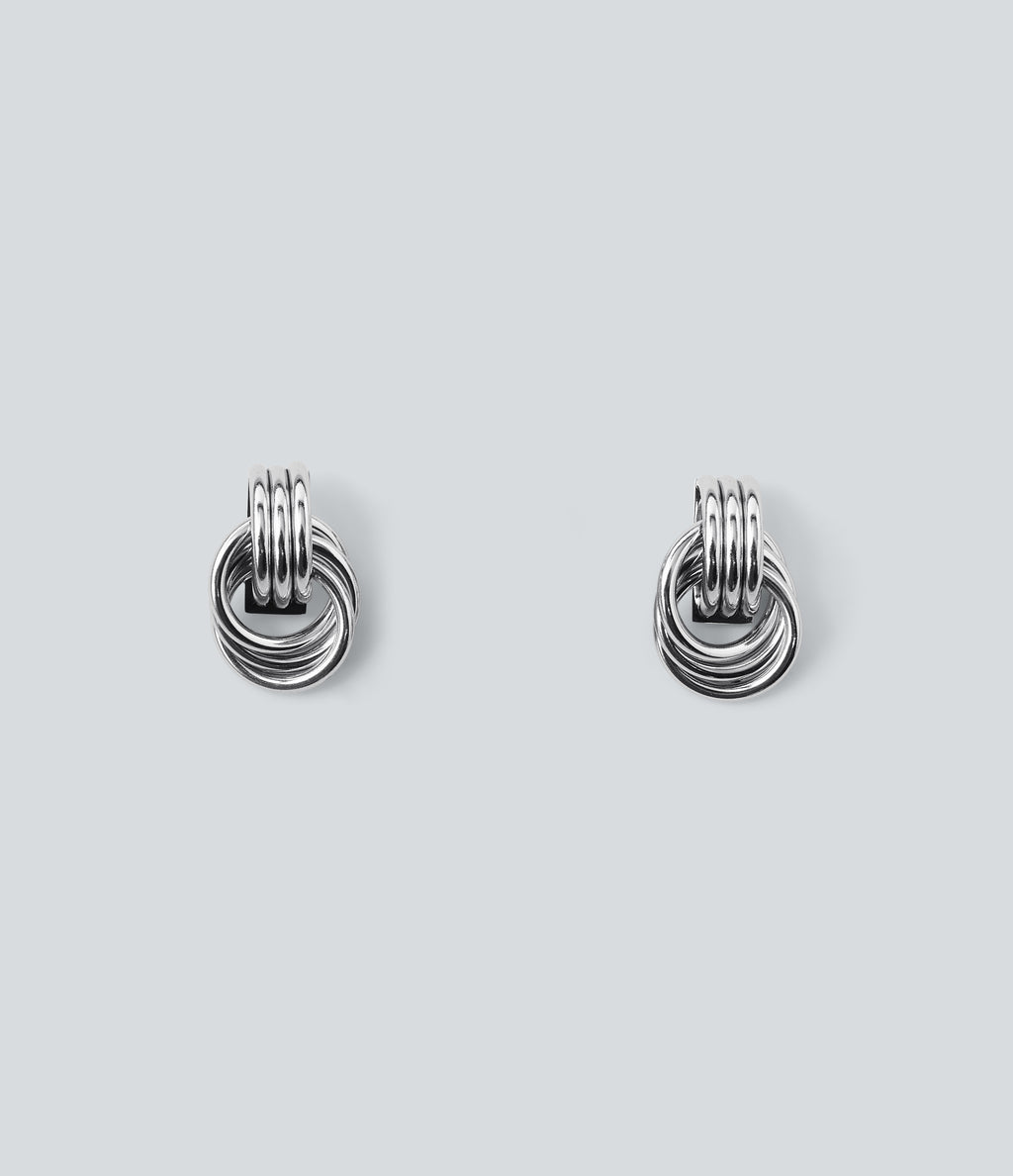 Tiered Hoop Earrings — Silver — additional view