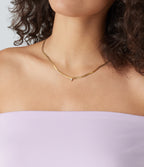 Rhinestone Pendant Necklace — Gold — view 3