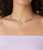 Rhinestone Pendant Necklace — Silver — additional view