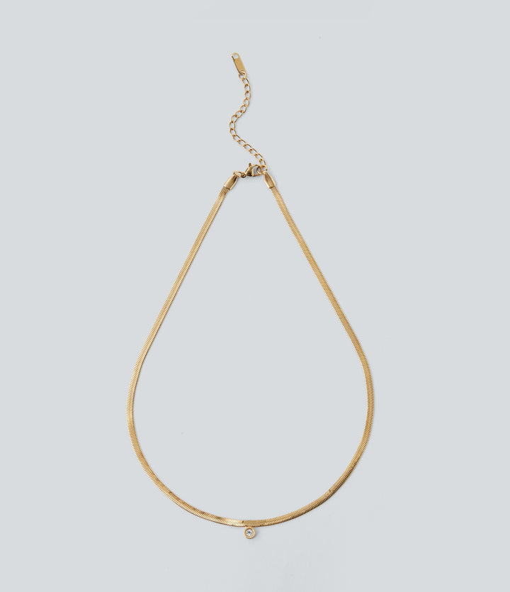 Rhinestone Pendant Necklace — Gold — view 1