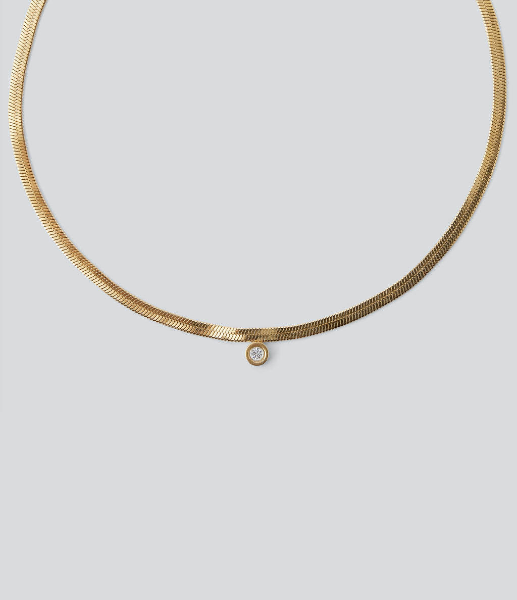 Rhinestone Pendant Necklace — Gold — view 2