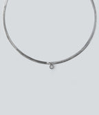 Rhinestone Pendant Necklace — Silver — additional view
