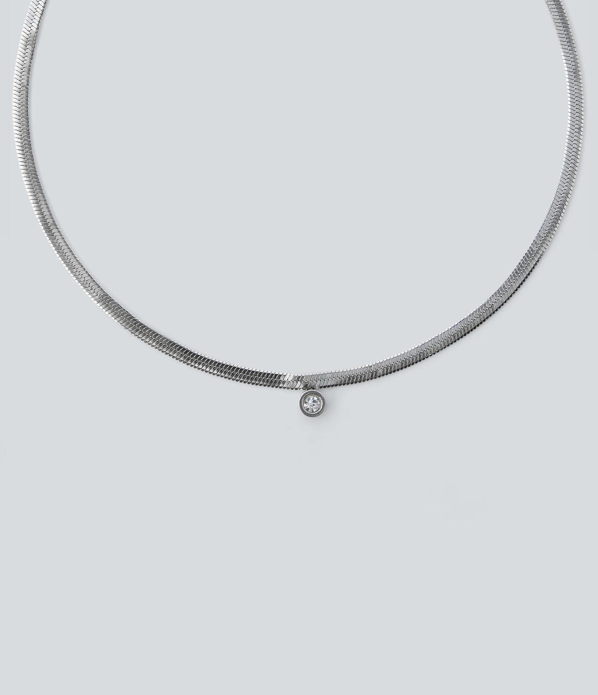 Rhinestone Pendant Necklace — Silver — additional view