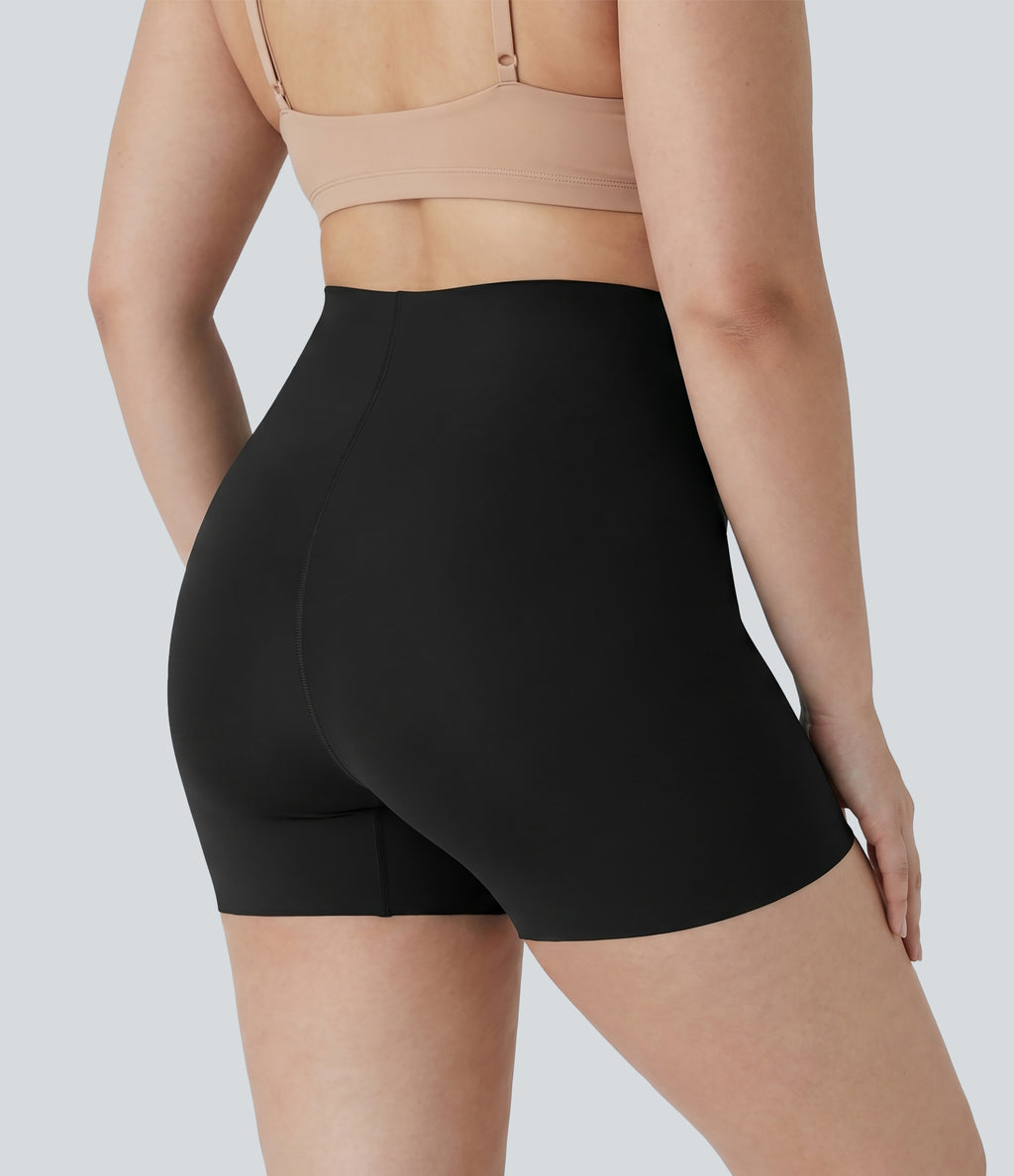Plus Size High Stretch High Waisted Lounge Smooth Boy Shorts — Black — view 6