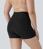 Plus Size High Stretch High Waisted Lounge Smooth Boy Shorts — Black — view 6