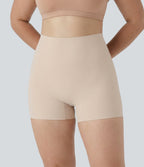 Plus Size High Stretch High Waisted Lounge Smooth Boy Shorts — Whisper Pink — view 3