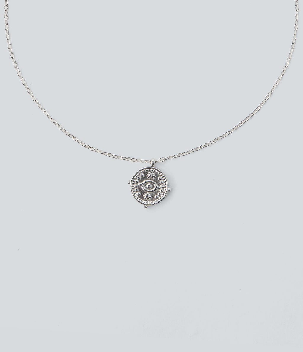 Sun Pendant Necklace — Silver — additional view