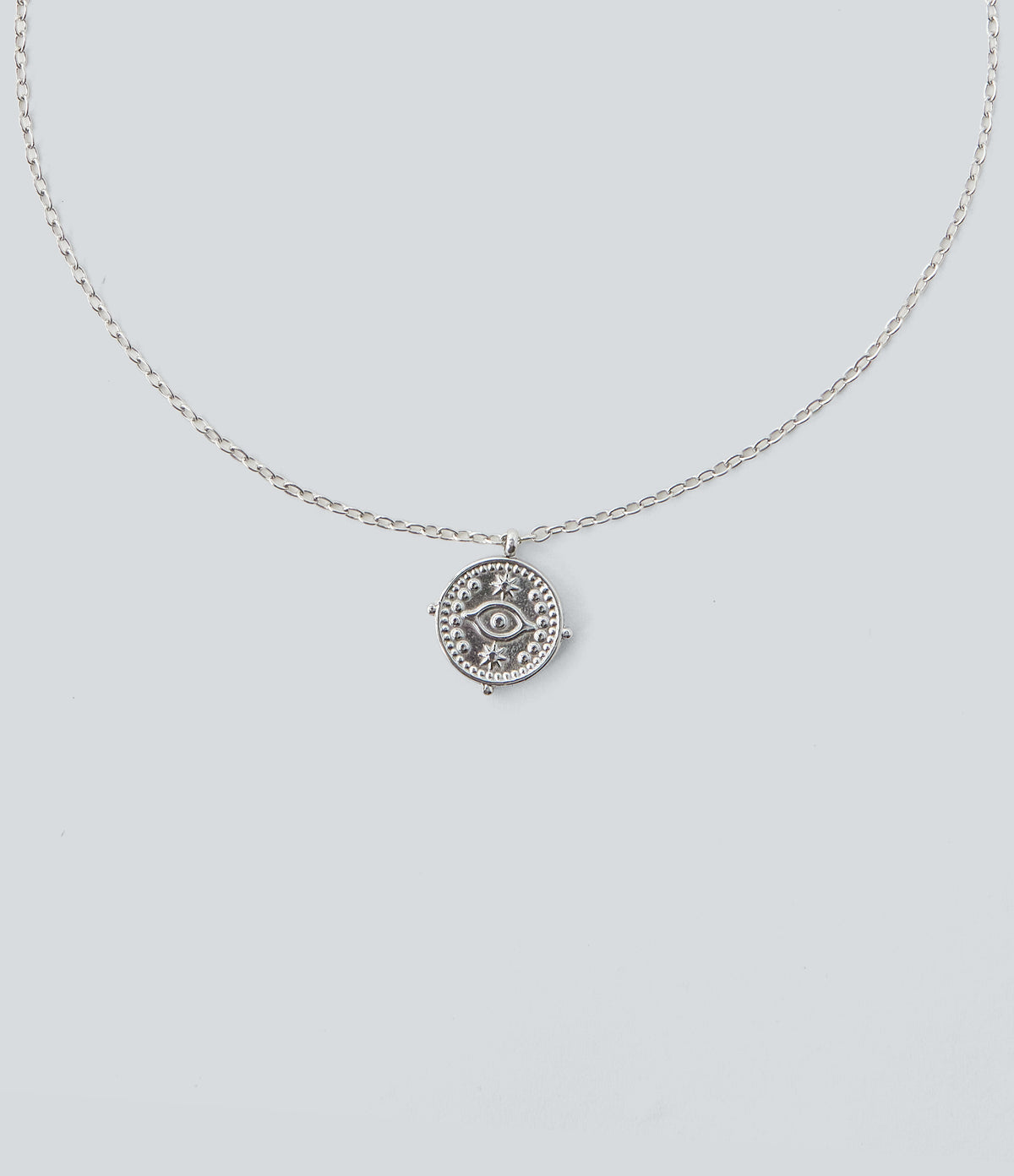 Sun Pendant Necklace — Silver — additional view