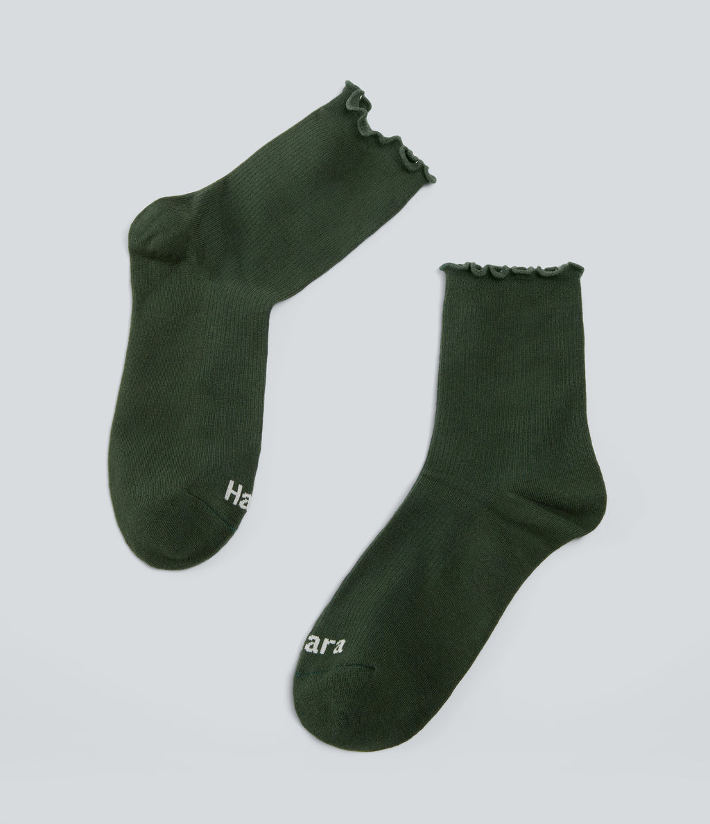 Lettuce Trim Mid-Calf Length Socks — Dark Green — view 4