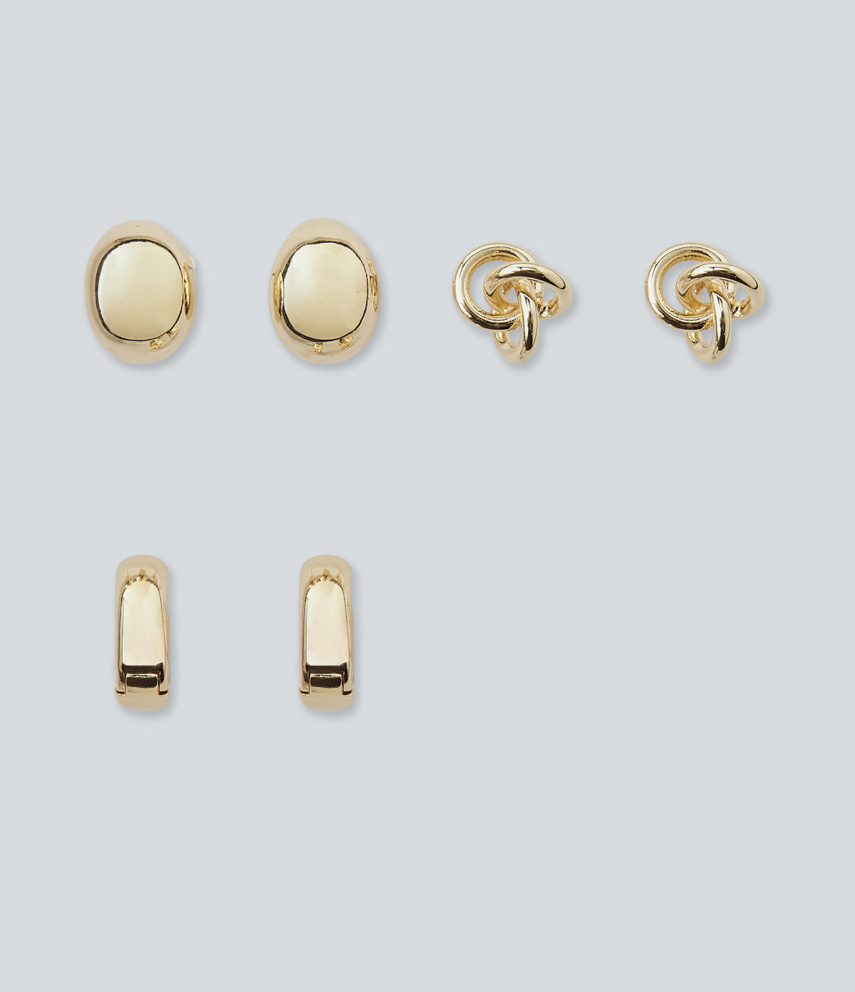 3 Pairs Earrings Set — Gold — view 2