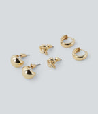3 Pairs Earrings Set — Gold — view 1