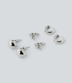 3 Pairs Earrings Set — Silver — view 4