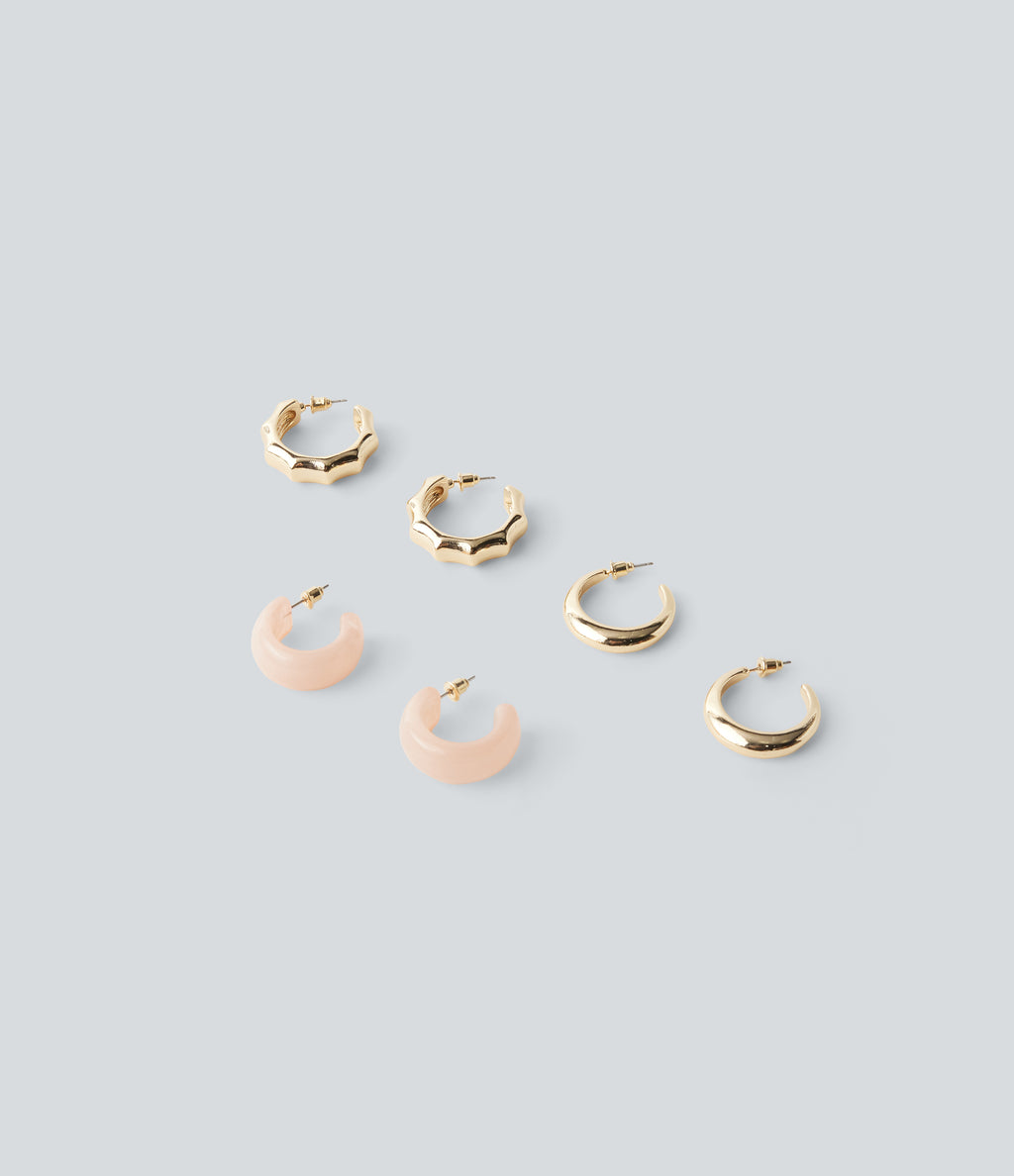 Geometric Hoop Earrings Set — Gold — view 1