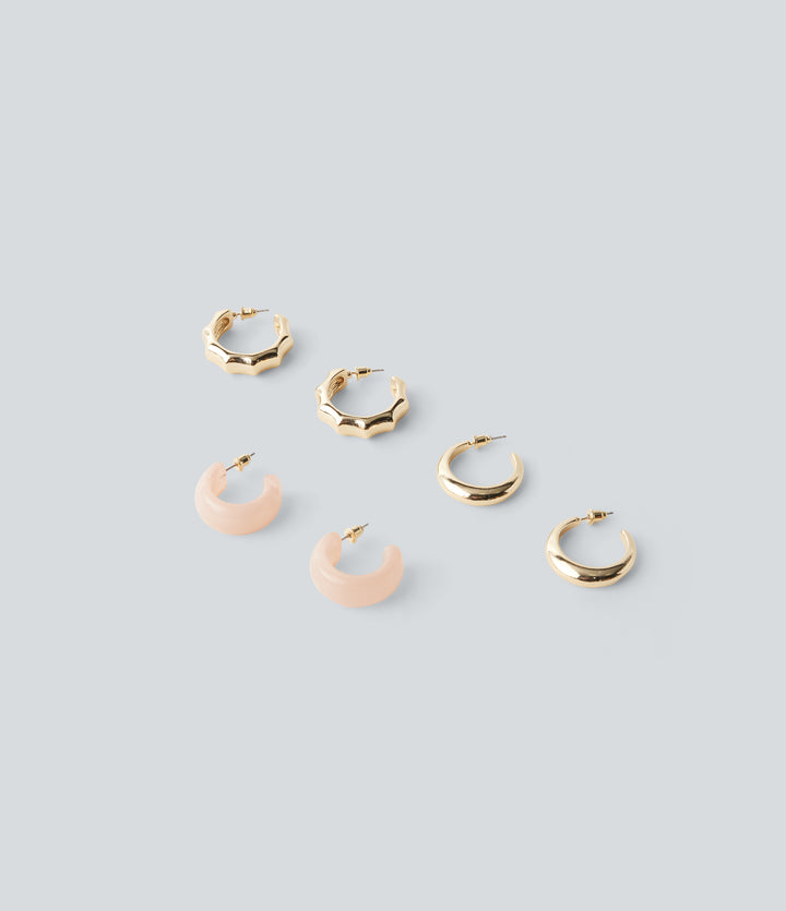 Geometric Hoop Earrings Set — Gold — view 1
