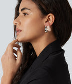 Geometric Hoop Earrings Set — Silver — additional view
