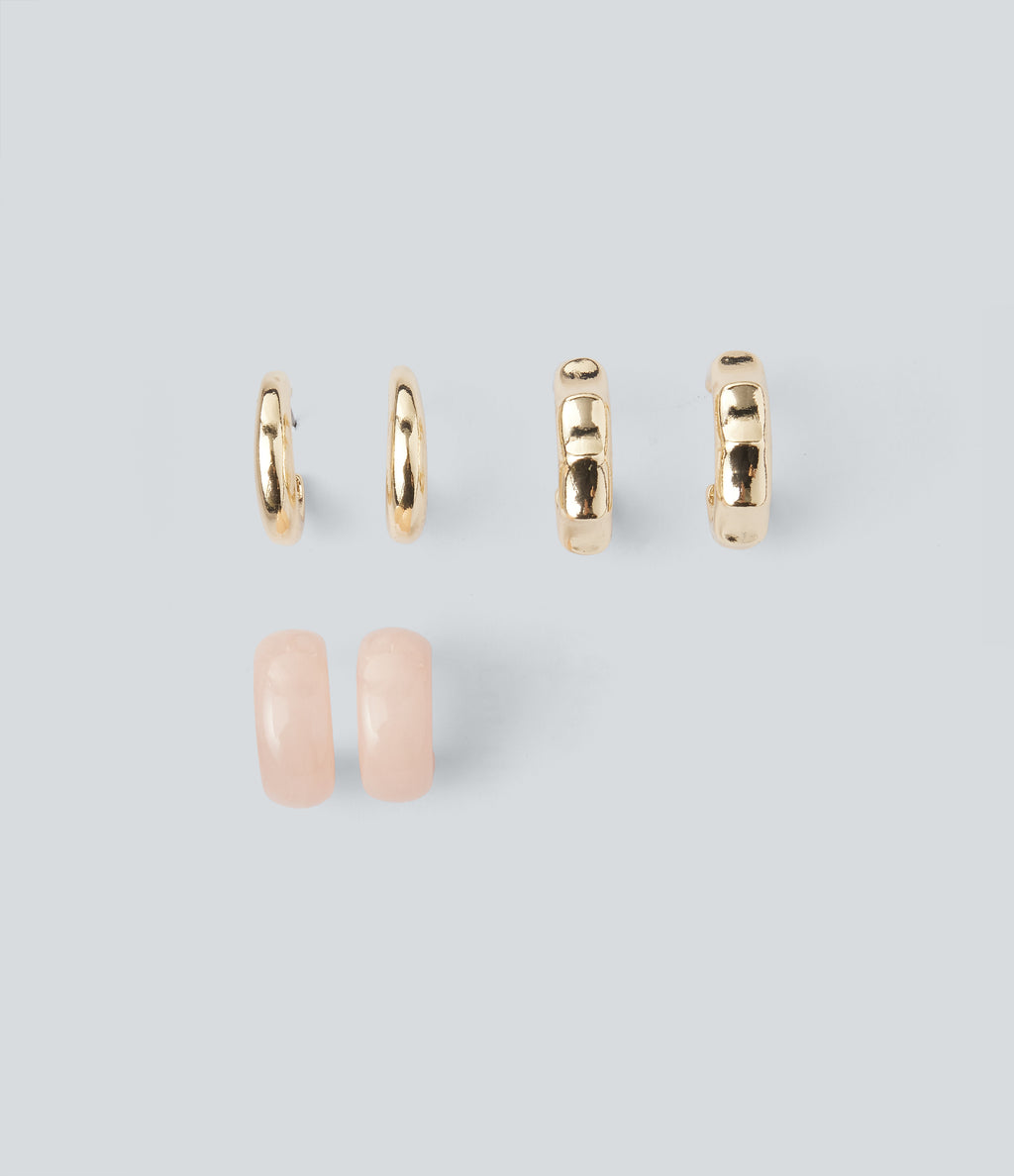 Geometric Hoop Earrings Set — Gold — view 2